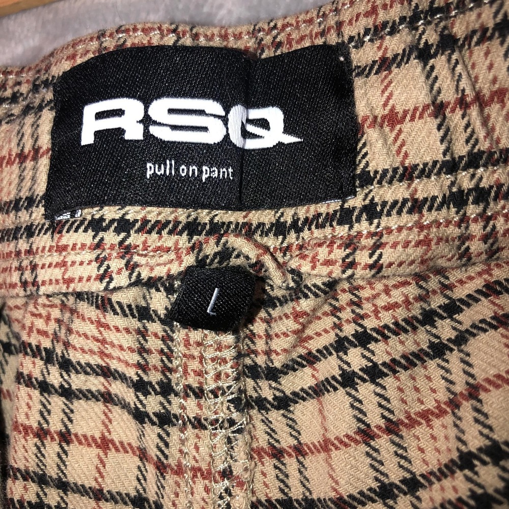 RSQ Pants Men's Size Large Beige Plaid Pull On Pants Elastic Waist Casual Pocket - Picture 10 of 16